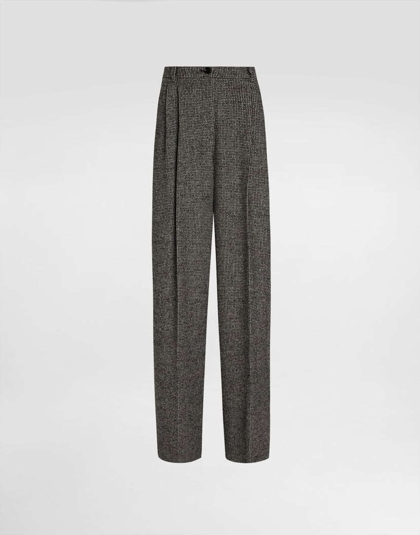 Nohavice Dolce & Gabbana Dolce & Gabbana Wool Blend Dotted Print Trousers Šedá | FTC3MTFMZATS8030