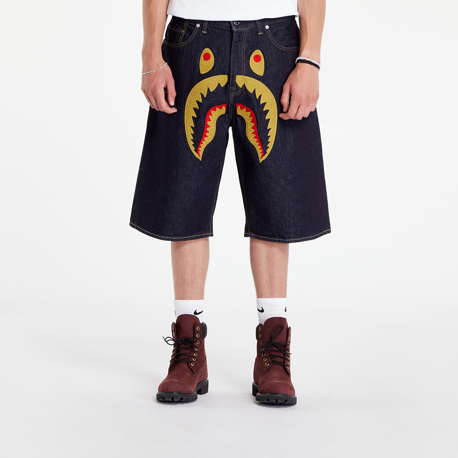 Šortky BAPE A BATHING APE Shark Denim Shorts Indigo Čierna | 001DSK301002M ING, 0