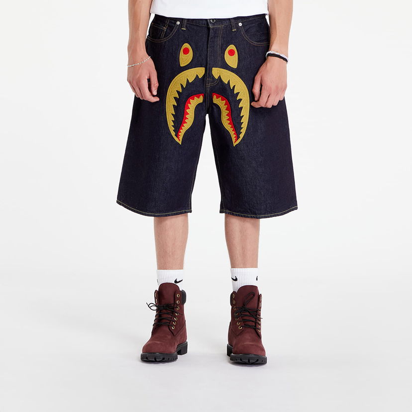 Šortky BAPE A BATHING APE Shark Denim Shorts Indigo Čierna | 001DSK301002M ING