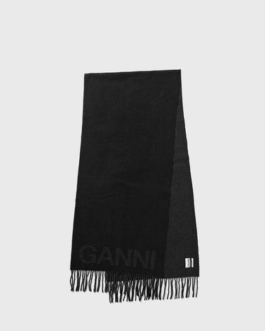 Šál GANNI Fringed Wool Scarf Čierna | 5714667383196, 0