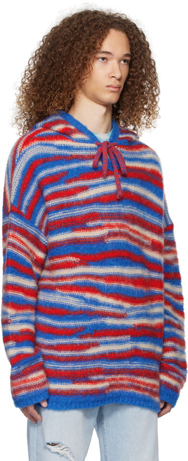 Sveter ERL ERL Striped Knit Hoodie Červená | ERL07N015, 1