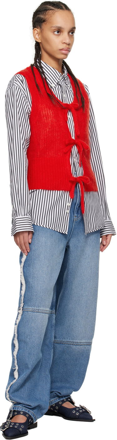 Džínsy GANNI Ganni Stary Frayed Wide-Leg Jeans Modrá | J1602, 3