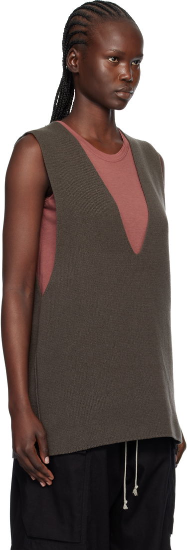 Tielko Rick Owens Concordians Deep V-Neck Knit Tank Top with Ribbed Bandeau Čierna | RP02E4658 CHWSR, 4