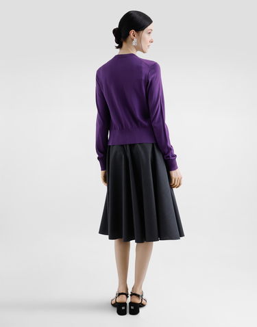 Sveter Dolce & Gabbana Silk Round-Neck Cardigan With Flower Fialová | FXV07ZJBSKYF0257, 2