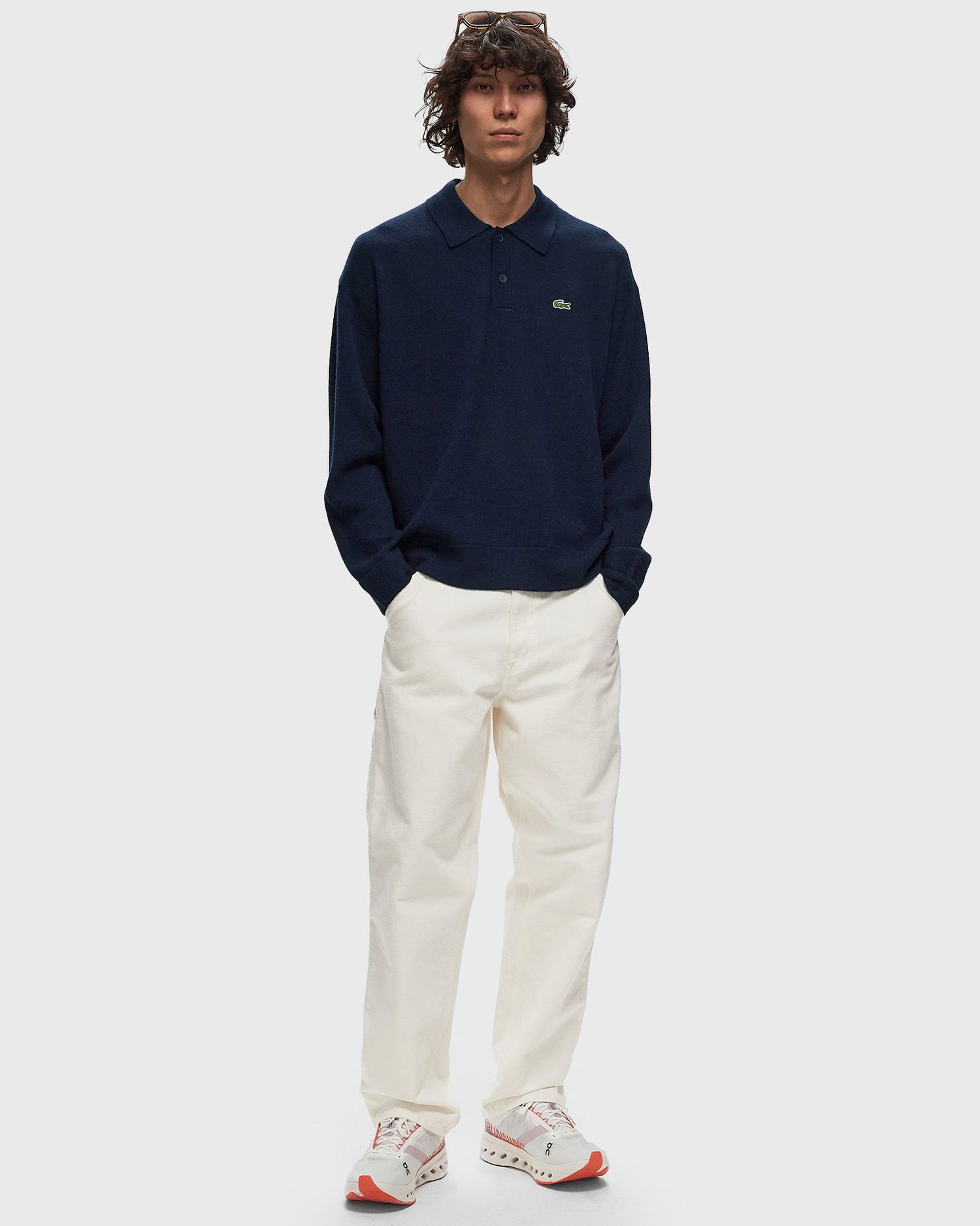 Sveter Lacoste Long Sleeve Polo Pullover Modrá | AH0582-166, 1