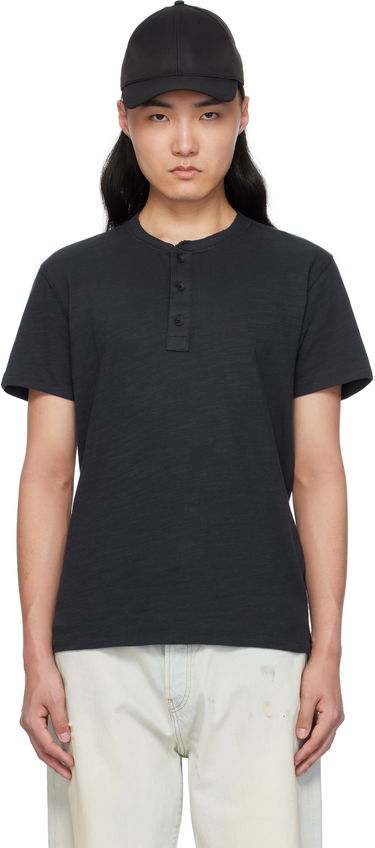 Tričko rag & bone Rag & Bone Classic Cotton Henley T-Shirt Čierna | M000T906G, 0