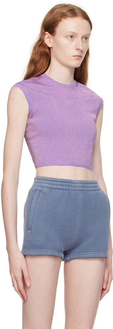 Tričko Alexander Wang Purple Cropped T-Shirt Fialová | 4KC3231018, 1