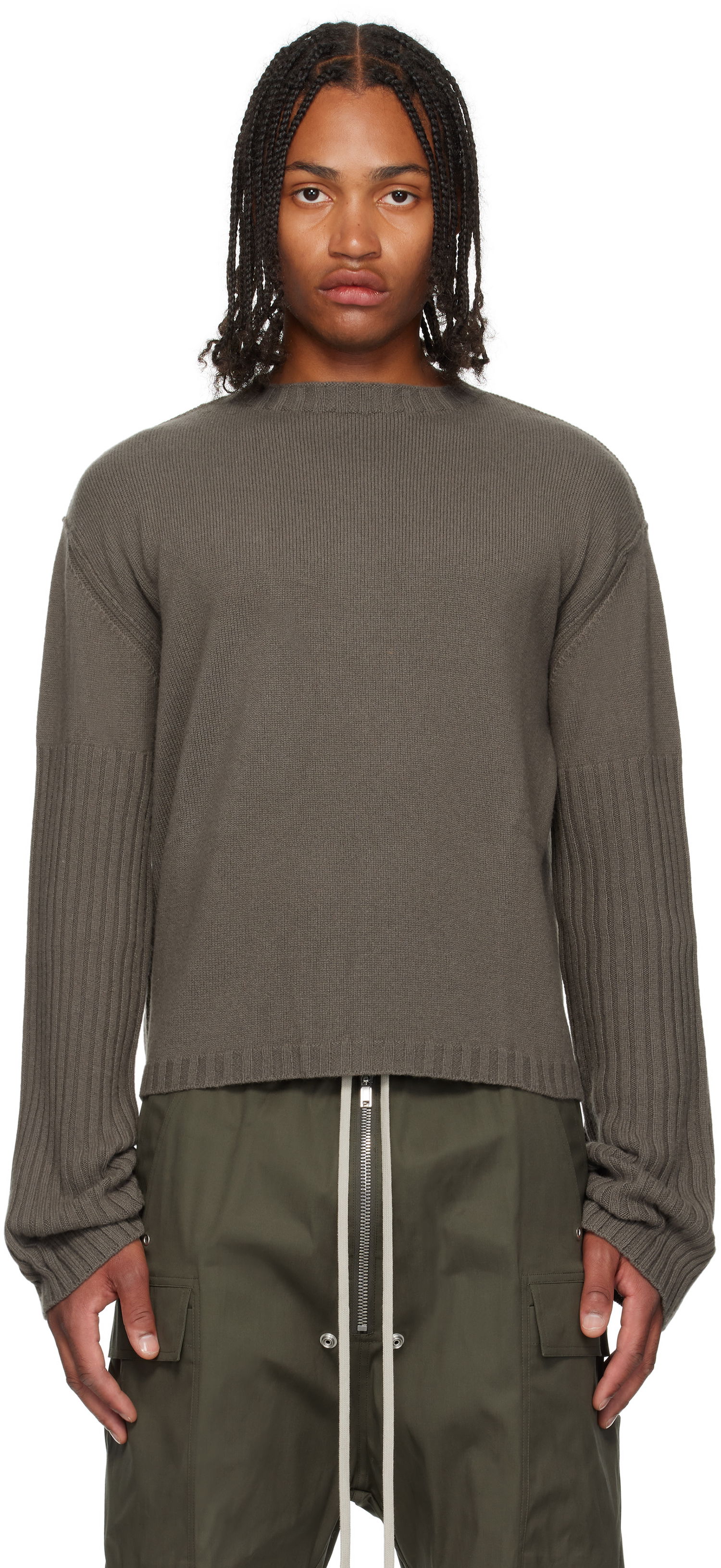 Sveter Rick Owens Rick Owens Gray Concordians Round Neck Sweater Šedá | RU02E1665 KLWS, 0