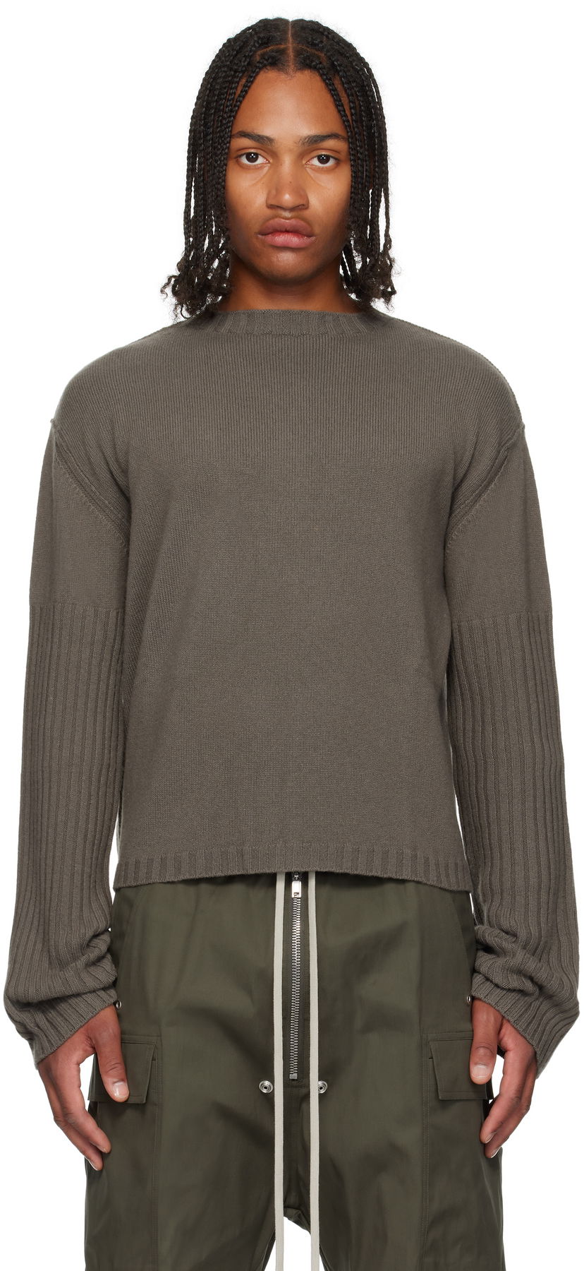 Sveter Rick Owens Rick Owens Gray Concordians Round Neck Sweater Šedá | RU02E1665 KLWS