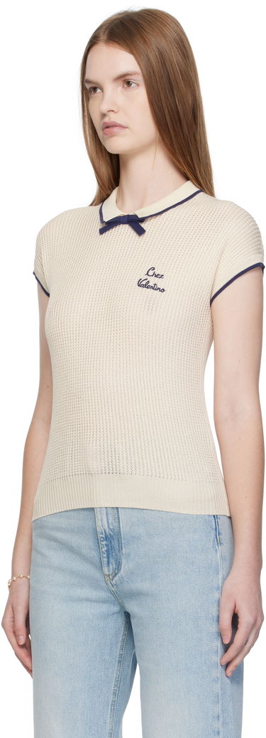 Tričká a tielka Valentino Valentino Cotton Knit Top Béžová | 7B3KC66T9JV, 3
