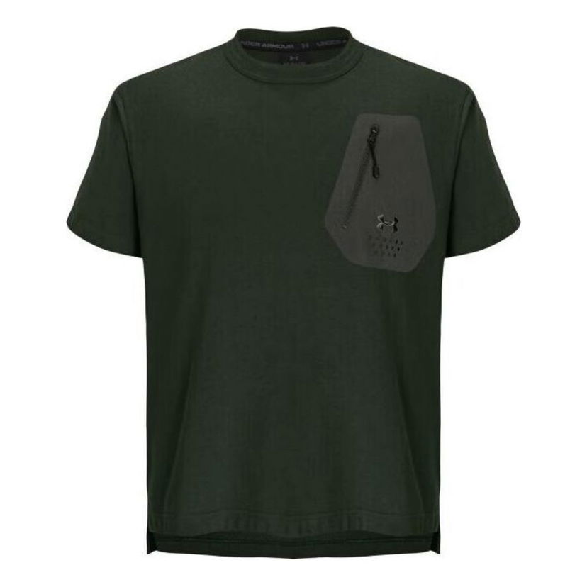 Tričko Under Armour Woven Zip Pocket Loose T-Shirt Zelené | 1387986-310