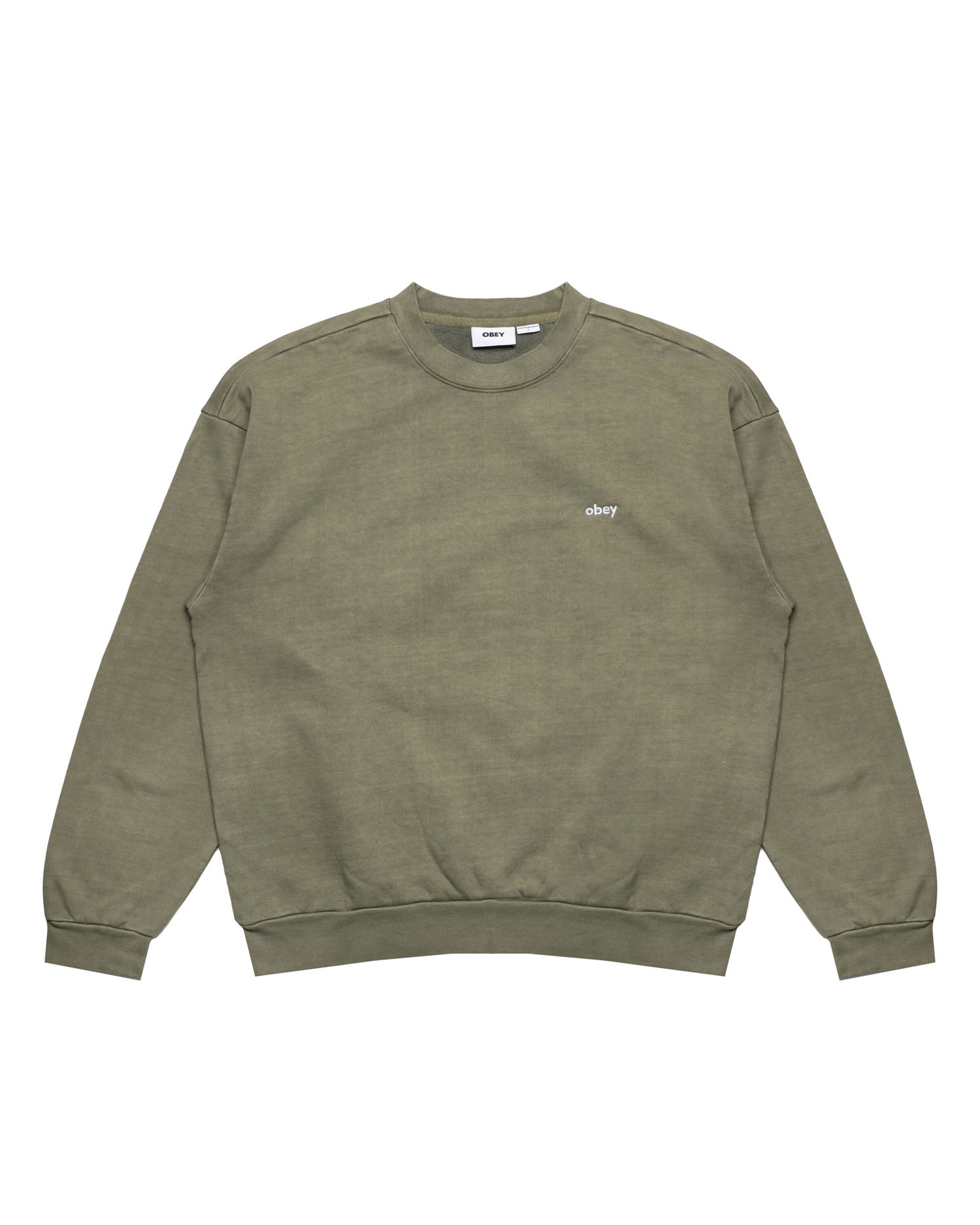 Mikina OBEY Lowercase Pigment Dyed Crewneck Sweatshirt Zelené | 112480138-DLN, 0