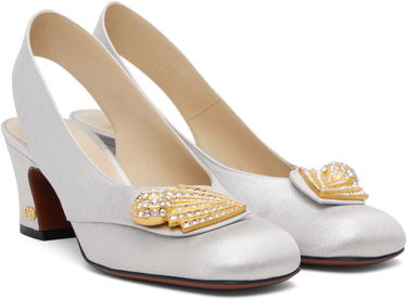 Tenisky a topánky Valentino Adamantine Slingback Glitter Fabric Heels Metalická | 7W2S0MJ8PHI, 3