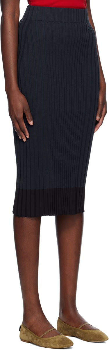 Sukňa MAISON KITSUNÉ Maison Kitsuné Ribbed Midi Skirt with Fox Patch Navy | OW01520KT1121, 1
