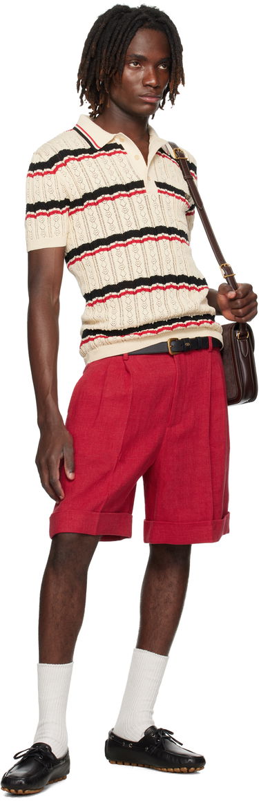Polo tričko Valentino Valentino Striped Knit Polo Béžová | 7V3KP03XB0S, 3