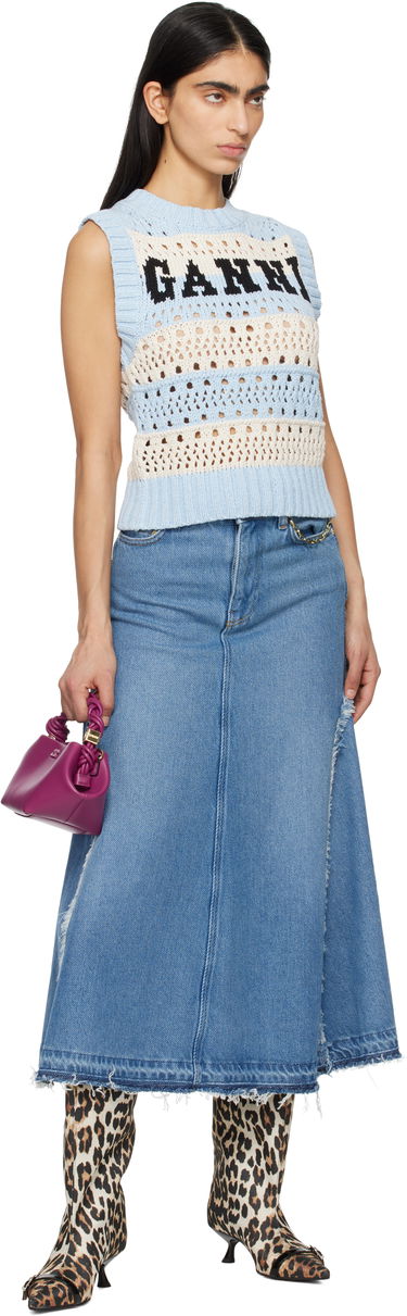 Sveter GANNI GANNI Striped Knit Vest Modrá | K2486, 3