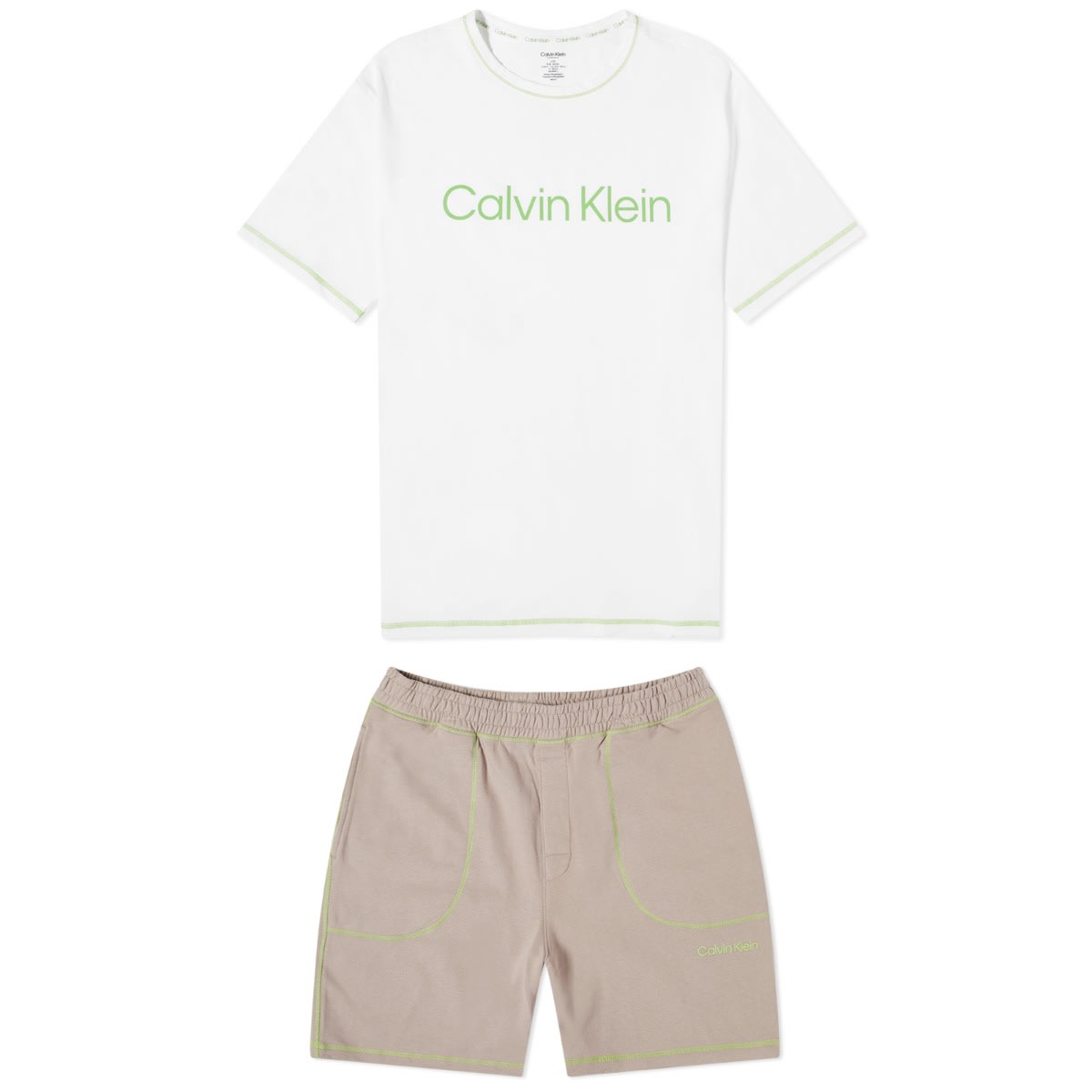 Pyžamo CALVIN KLEIN Future Shift Short Sleeve Lounge Set Biela | 000NM2471EKDD, 0