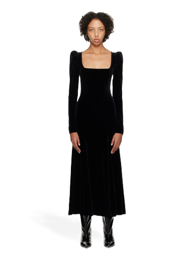 Šaty GANNI Puff Sleeve Maxi Dress Čierna | T3701