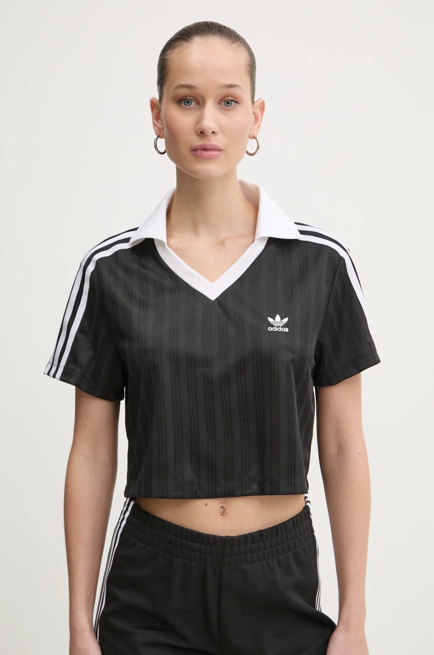 Crop Top adidas Originals Cropped Collared T-Shirt Čierna | JD2606, 0