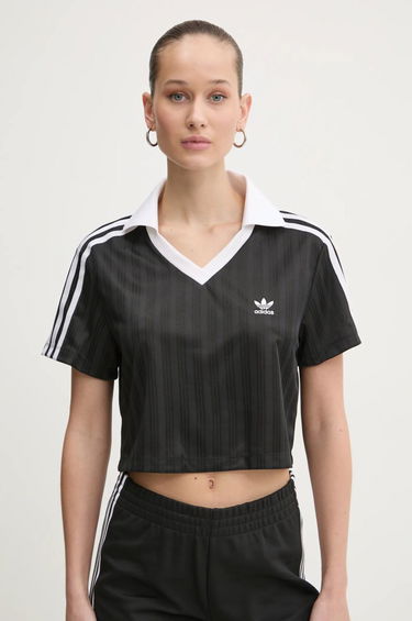Crop Top adidas Originals Cropped Collared T-Shirt Čierna | JD2606, 0