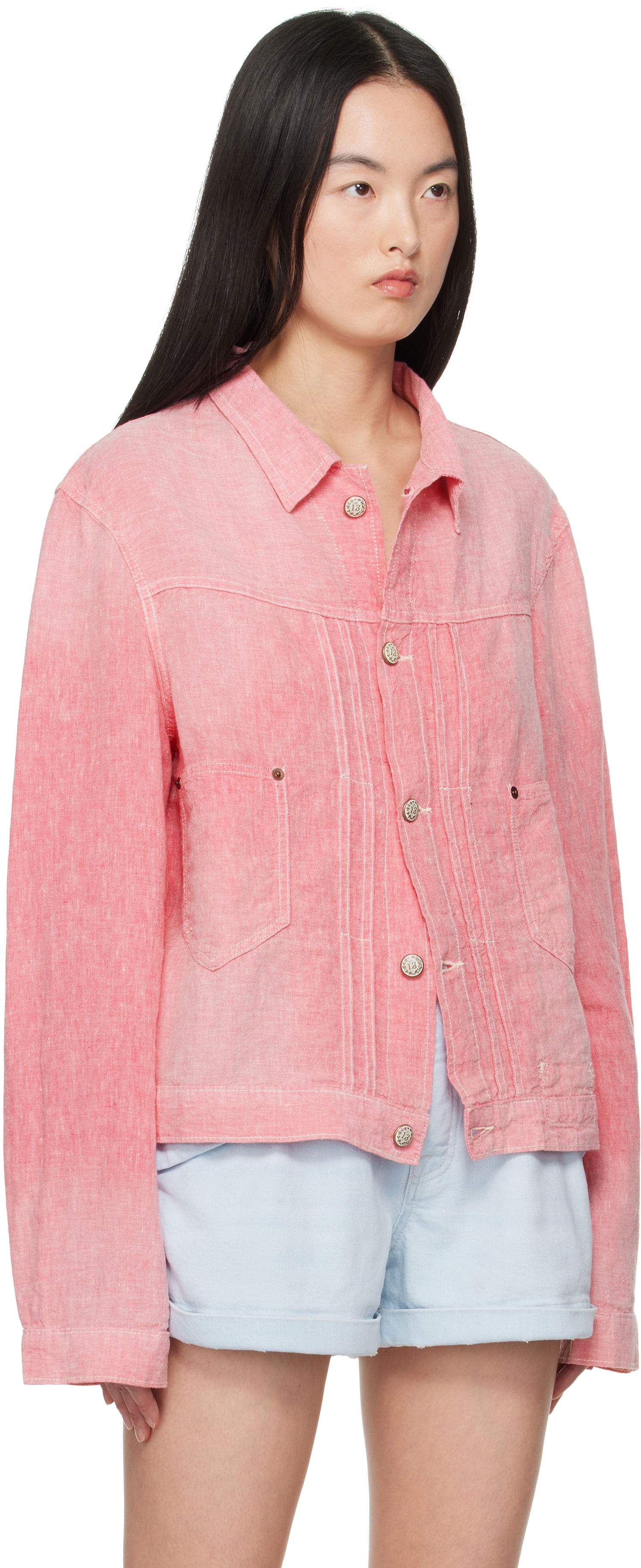 Bunda R13 R13 Relaxed Pleated Trucker Jacket Ružová | R13WD165-D313A, 1