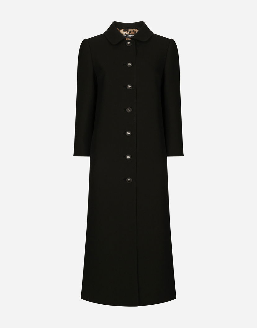 Kabáty Dolce & Gabbana Dolce & Gabbana Woolen Round Collar Monogram Button Coat 42 Čierna | F0C3QTFUBFXN0000