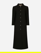 Dolce & Gabbana Woolen Round Collar Monogram Button Coat 42