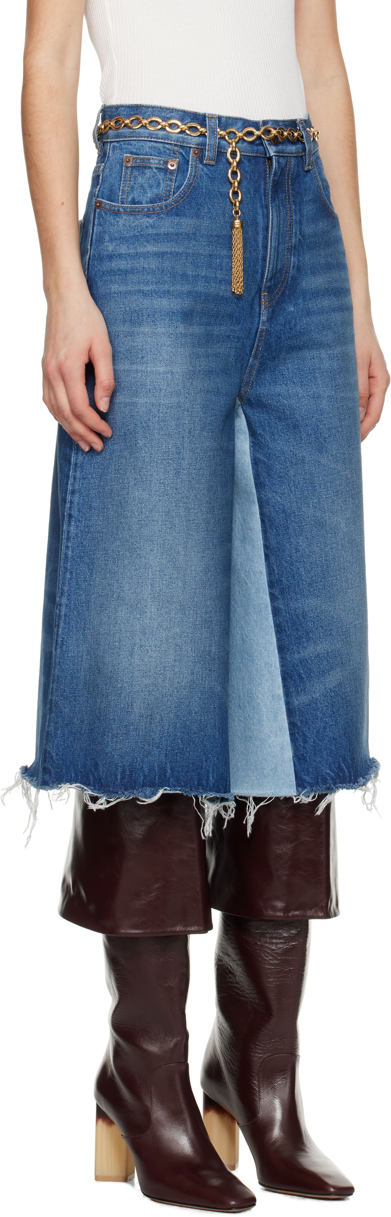 Džínsy CHLOÉ Chloé Bermuda Patchwork Denim Shorts Modrá | CH25SDS02158, 1