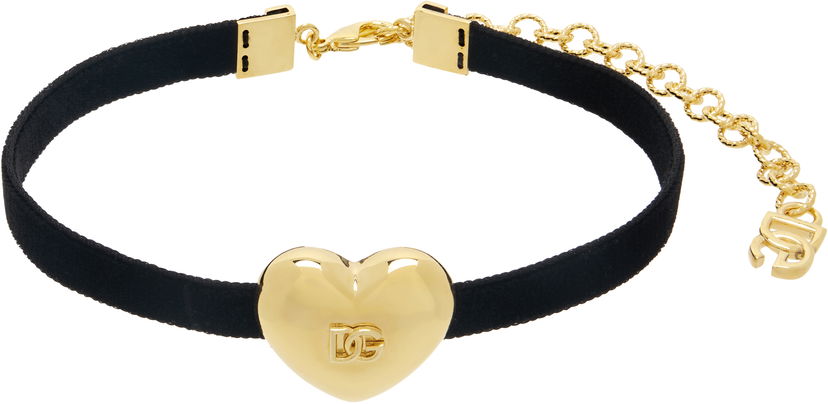 Náhrdelník Dolce & Gabbana DG Logo Heart Velvet Choker Čierna | WNQ8S1 W1111