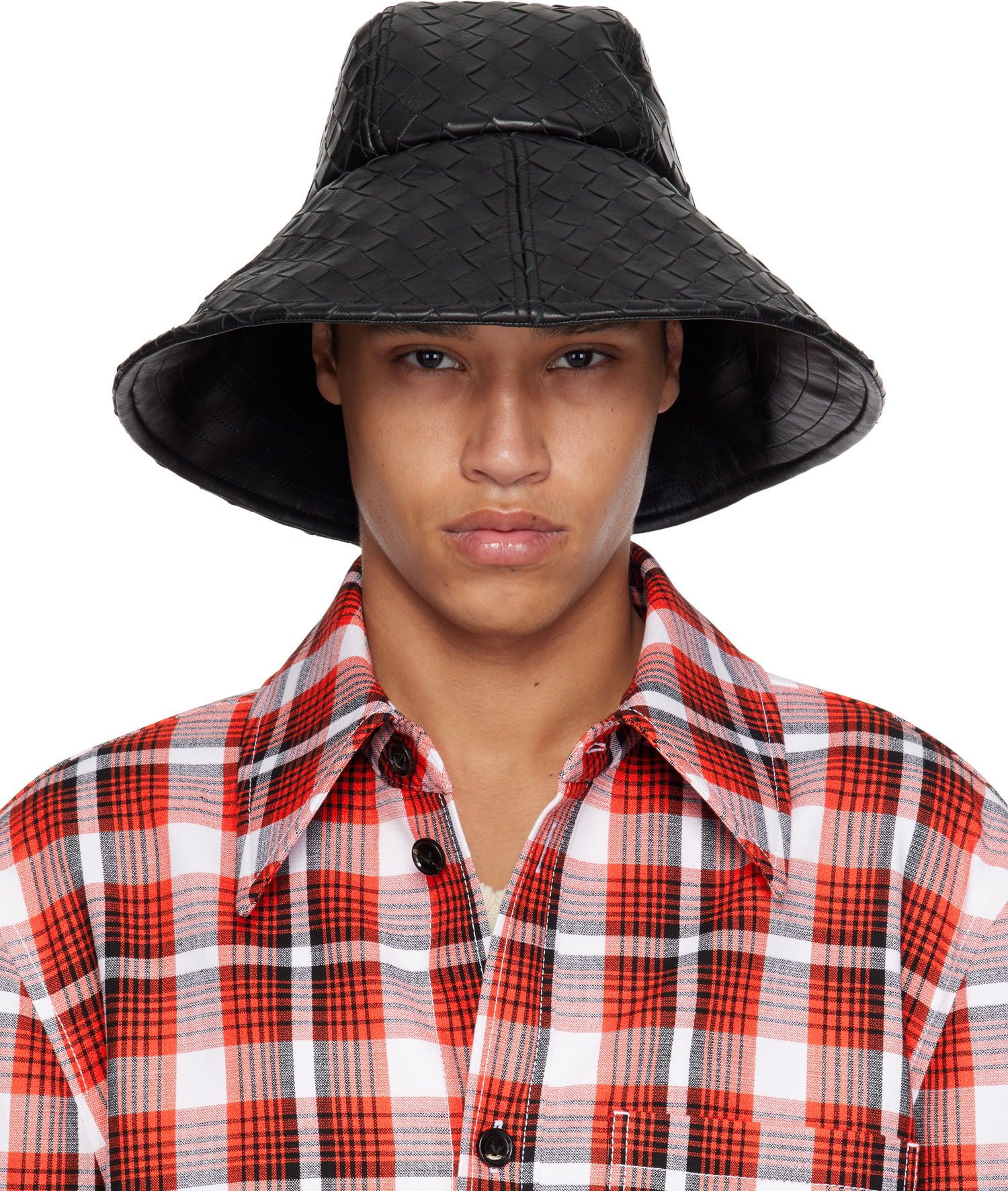 Klobúk Bottega Veneta Bottega Veneta Intrecciato Leather Bucket Hat Čierna | 821608V2JG01000, 0