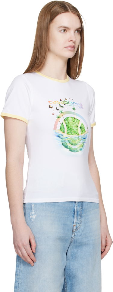 Tričko Casablanca Beyond Destiny Longline Ringer Short Sleeve T-shirt Biela | W-SP26-JTS-049-01, 1