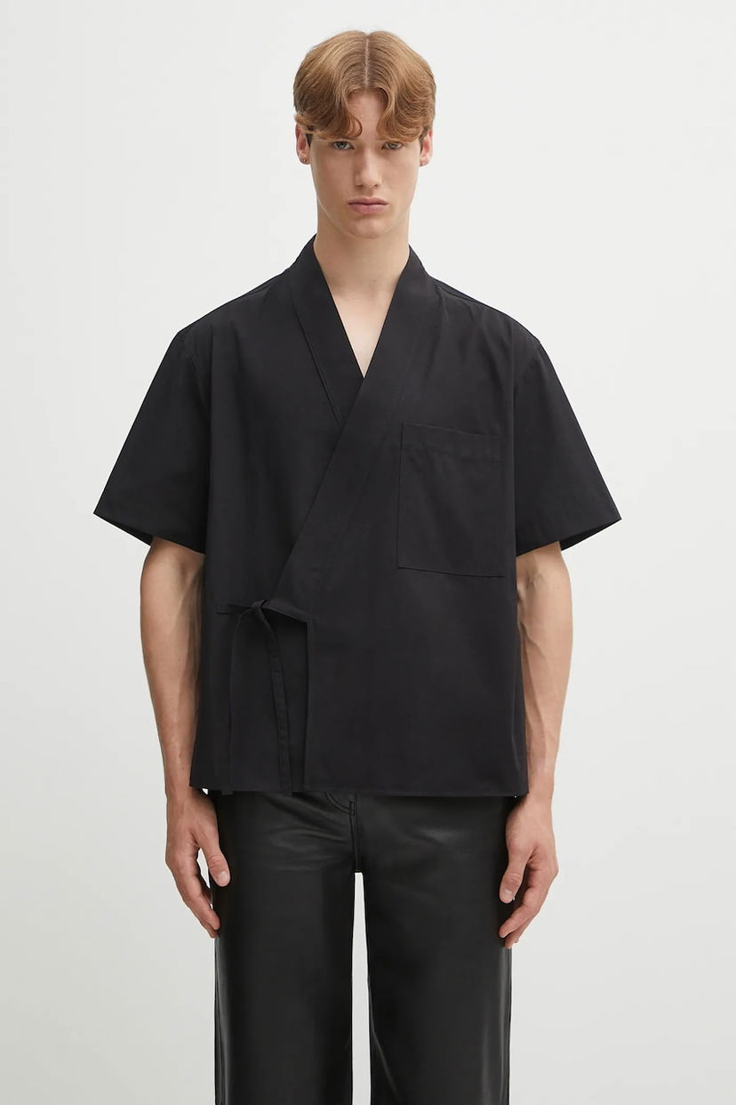 Košeľa KENZO Short Sleeve Kimono Shirt - Relaxed Fit Čierna | FF65CH1269LP