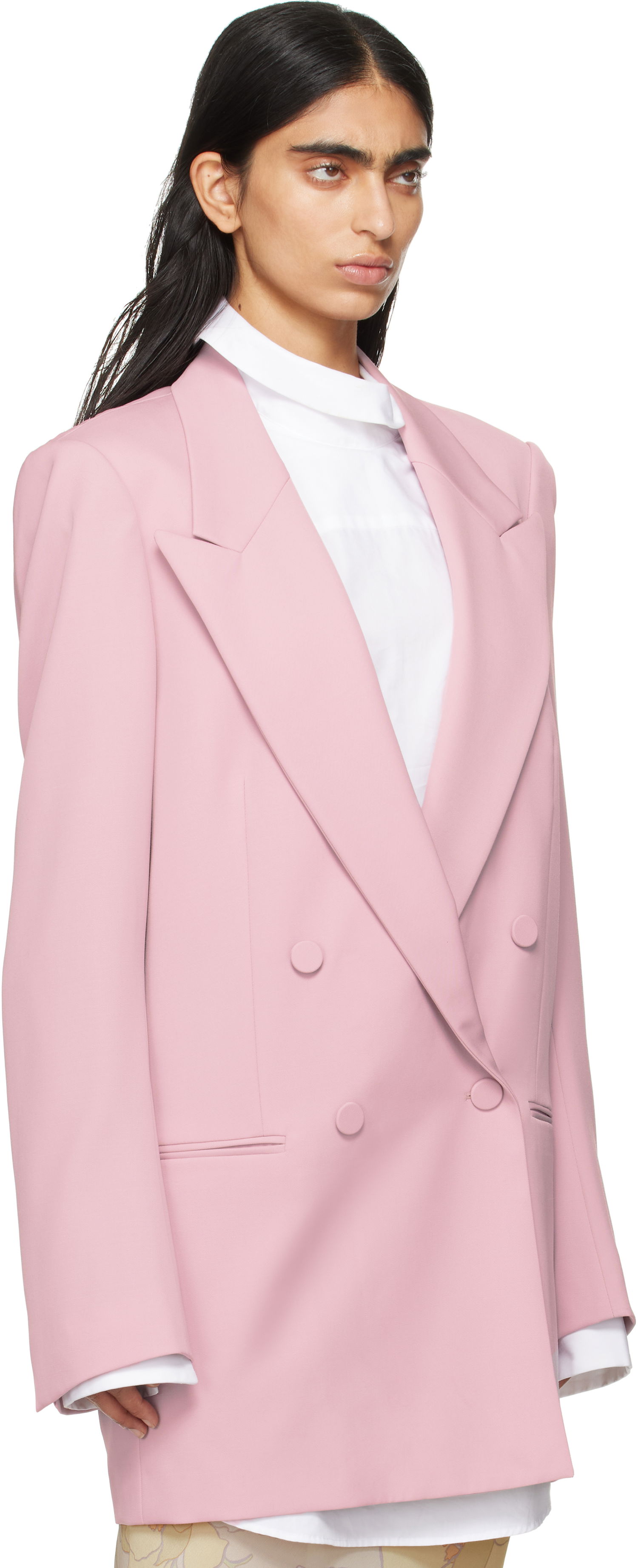 Kabáty Dries Van Noten Dries Van Noten Wool Double-Breasted Blazer Ružová | 242-010406-9146, 1