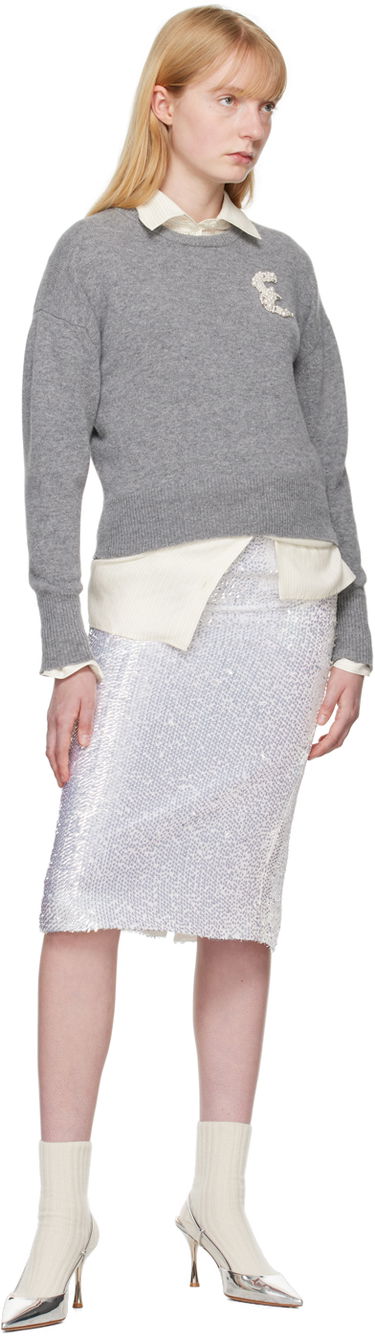 Sveter Erdem Erdem Embellished Crewneck Sweater Šedá | PS24_R1KT8_GEKW, 3