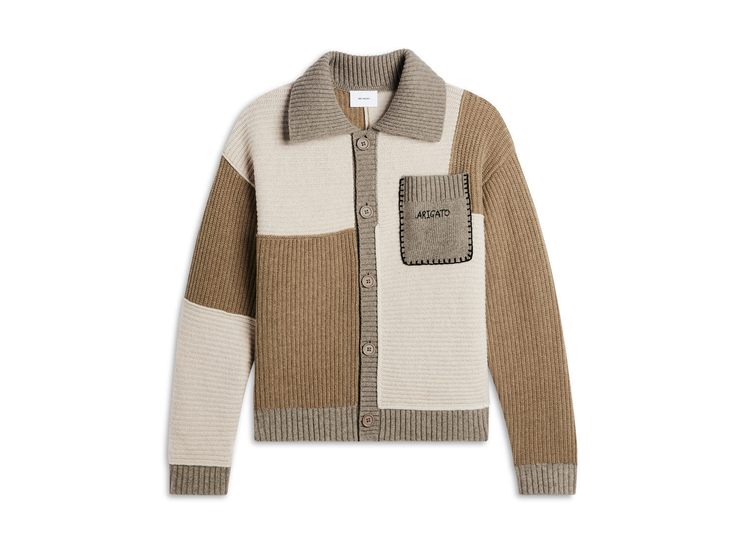 Sveter AXEL ARIGATO Franco Patchwork Sweater Hnedá | A2141002, 1