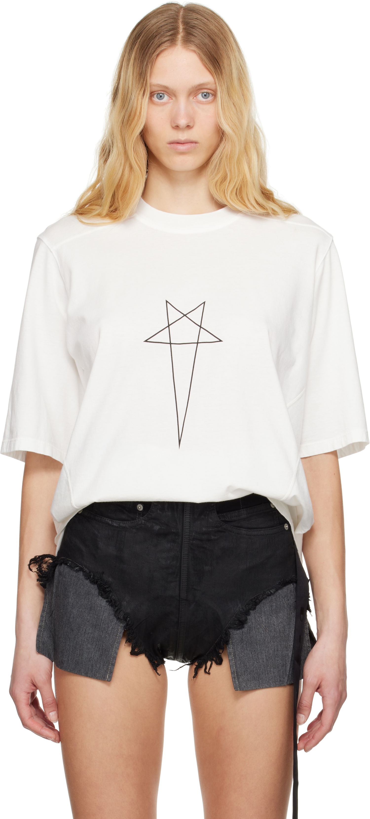 Tričko Rick Owens Rick Owens DRKSHDW Hollywood Walrus T-Shirt Biela | DS01E3201 RNEP3, 0