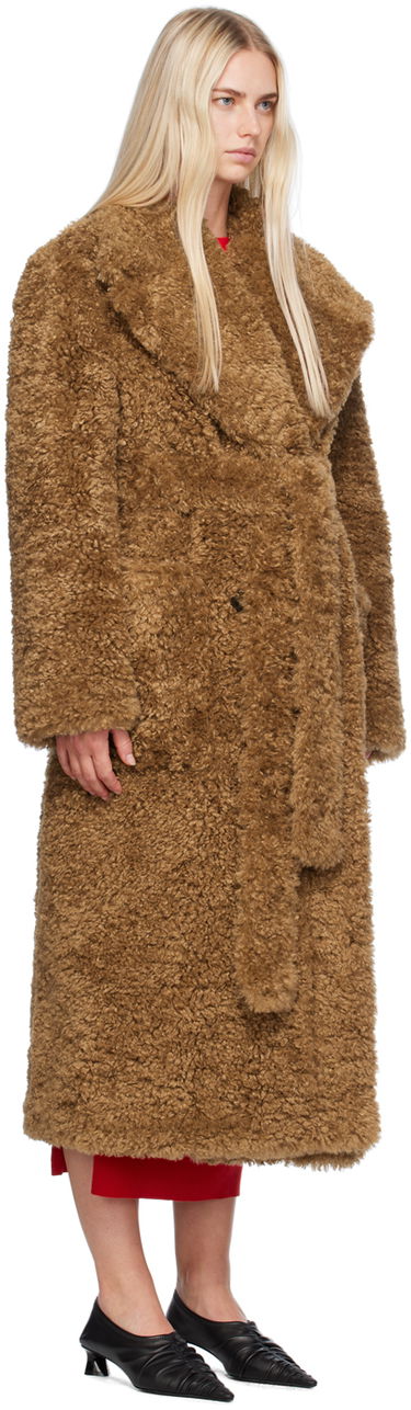 Kabáty Stella McCartney Stella McCartney Belted Plush Teddy Faux-Shearling Coat Hnedá | 6600883EU901, 1