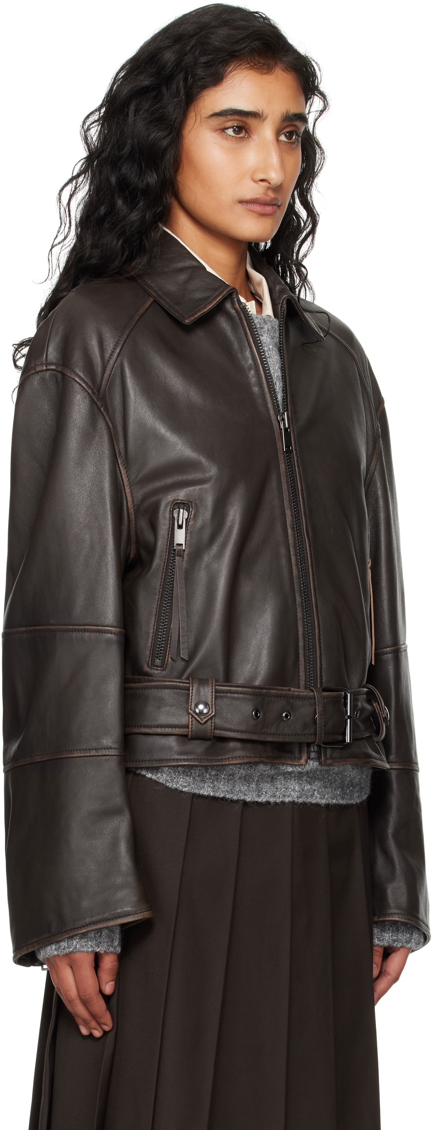 Bunda Max Mara Weekend Max Mara Egizio Leather Jacket Hnedá | 2525446011600, 1