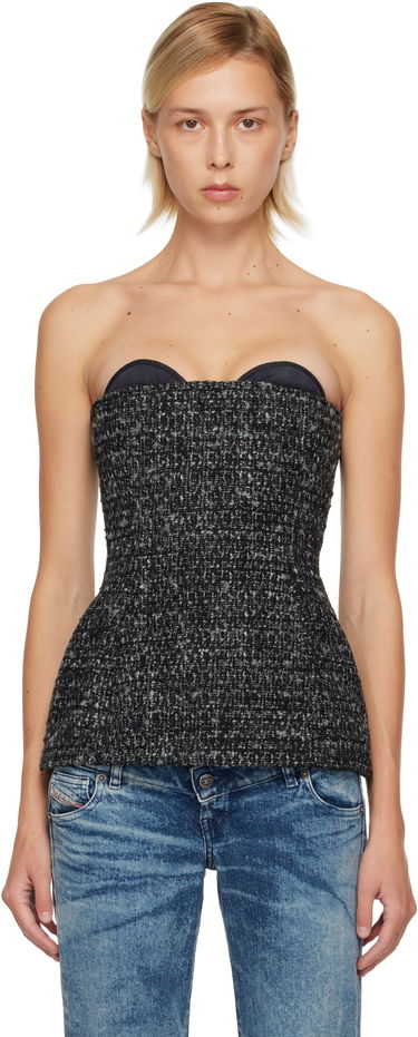 Crop Top Diesel T-Orset Tweed Strapless Bustier Top Šedá | A20623 0EPCS, 0