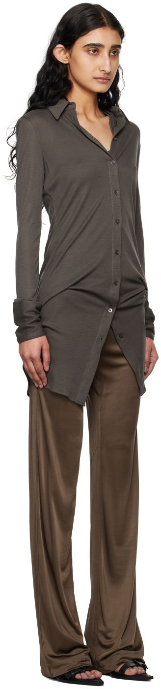 Košeľa Helmut Lang Helmut Lang Ribbed Shirt Dress Hnedá | O04HW611, 1