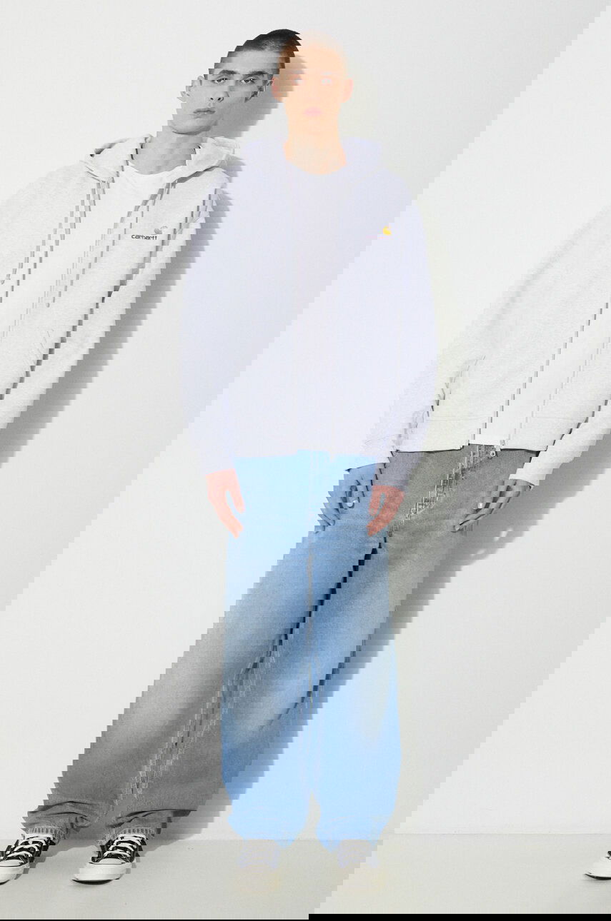Mikina Carhartt WIP Hooded American Script Jacket Šedá | I033063.482XX, 1