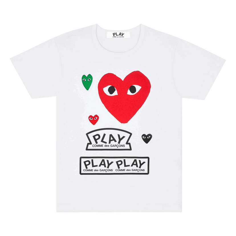Tričko Comme des Garçons PLAY Multi Logo Short-Sleeve T-Shirt Biela | AZ T280 051 1