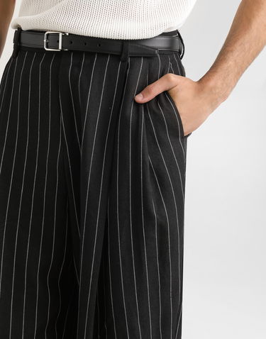 Nohavice Dolce & Gabbana Dolce & Gabbana Pinstripe Linen-Blend Double Darts Pants Čierna | GP10DTFR3F0S8053, 3