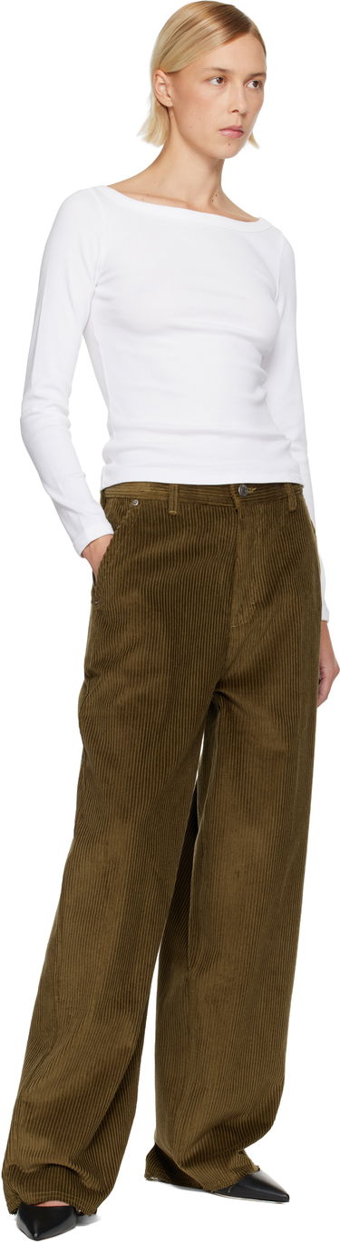 Nohavice AMI Cotton Large Fit Trousers Hnedá | H25FTR831.CO0131, 3