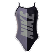 Striped Logo Color Block Racerback One Piece Swimsuit