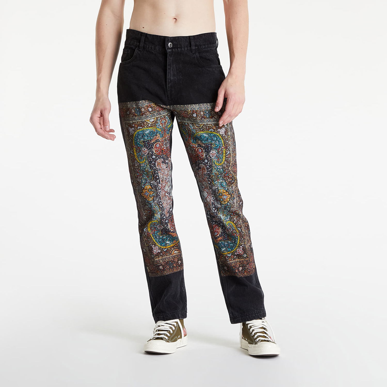 Džínsy Pleasures Walk On Me Rug Denim Pant Black Rôznofarebný | P22SP035 black, 0