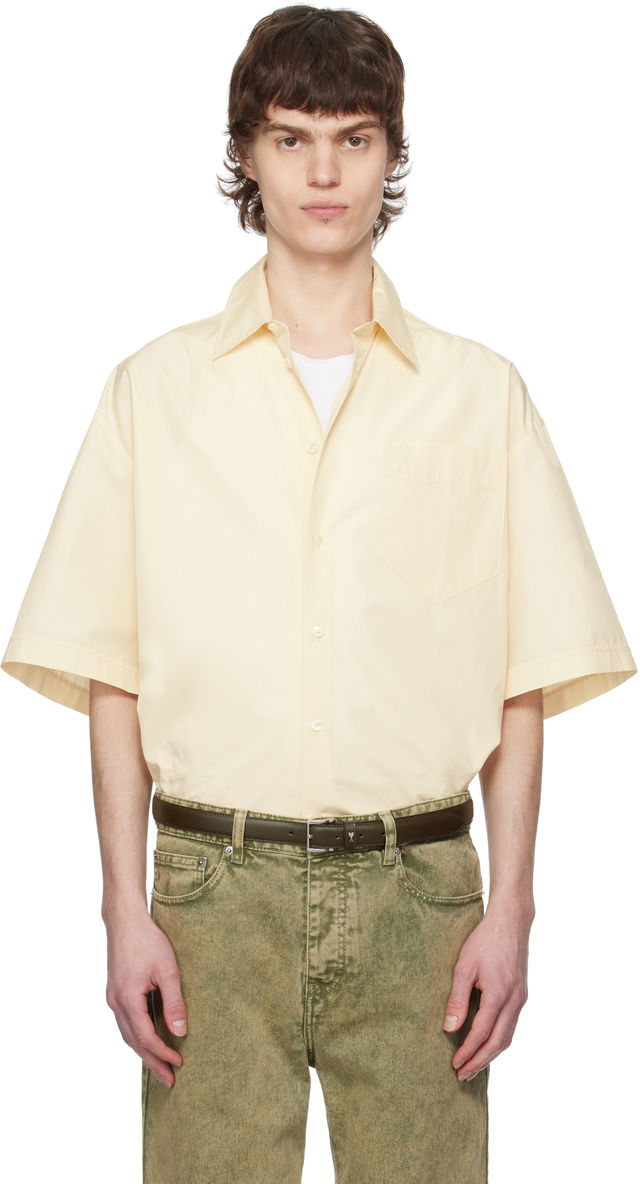 AMI Paris Boxy Fit Cotton Short Sleeve Shirt