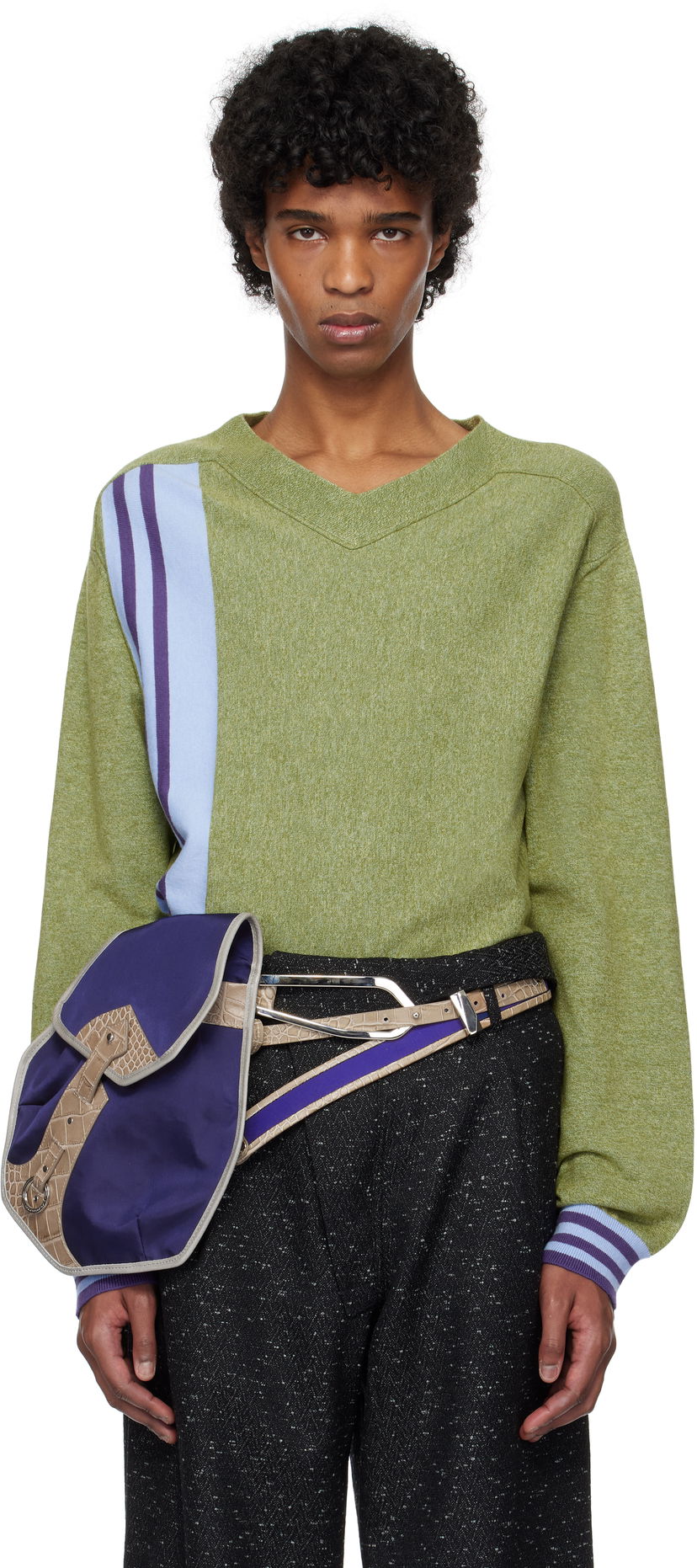 Sveter KIKO KOSTADINOV Kiko Kostadinov Ostro V-Neck Sweater Zelené | KKSS25KN02-106