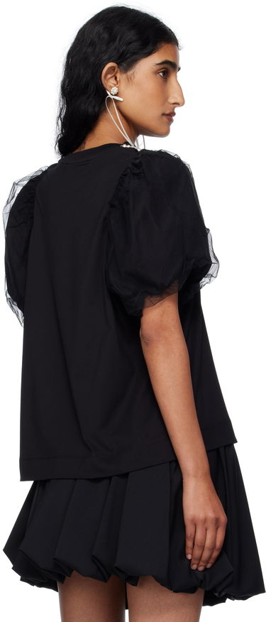 Tričko Simone Rocha Simone Rocha Embellished Tulle Overlay Puff Sleeve T-Shirt Čierna | 5397B 0553, 2