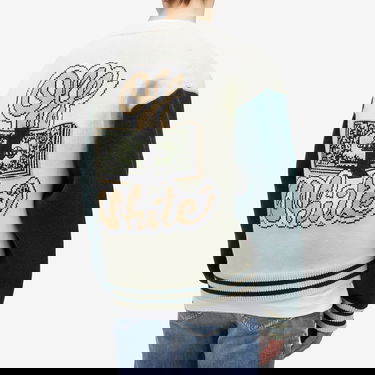 Sveter Off-White Crystal Cash Varsity Cardigan Biela | OMHB019S25KNI0030B84, 3
